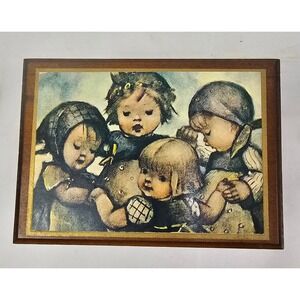 Vintage Hummel Style Linden Music Box‎ Wooden Jewelry Trinket Box Children